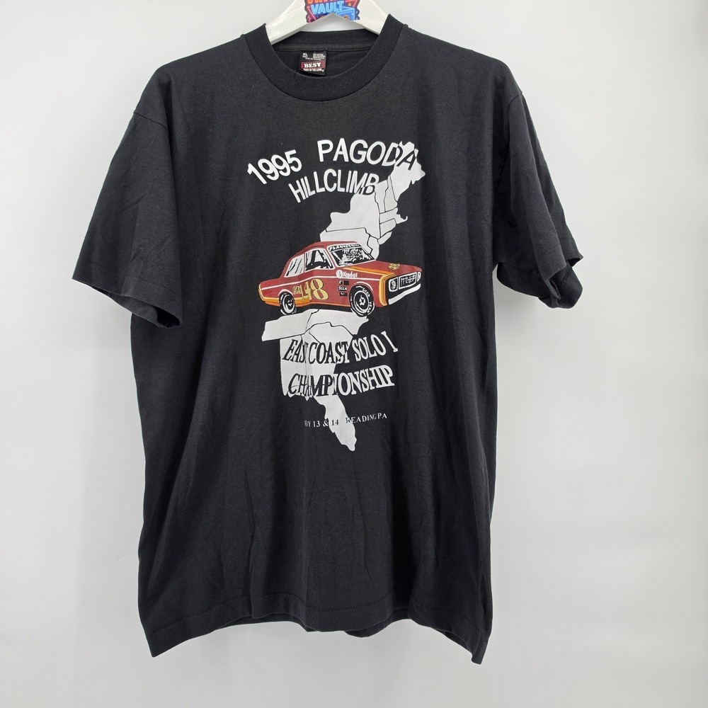 Vintage 1995 Pagoda Hillclimb Racing T Shirt XL Black Single Stitch USA